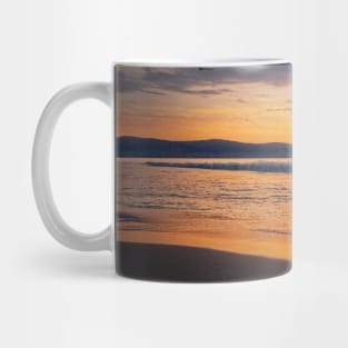 Sea sunrise with seagulls flying Mug